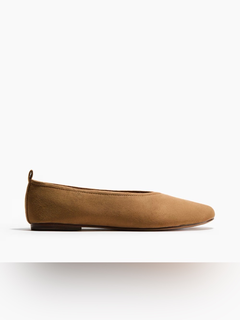 H&M Tan Suede Pointed Ballet Flat - Women size 10 faux suede